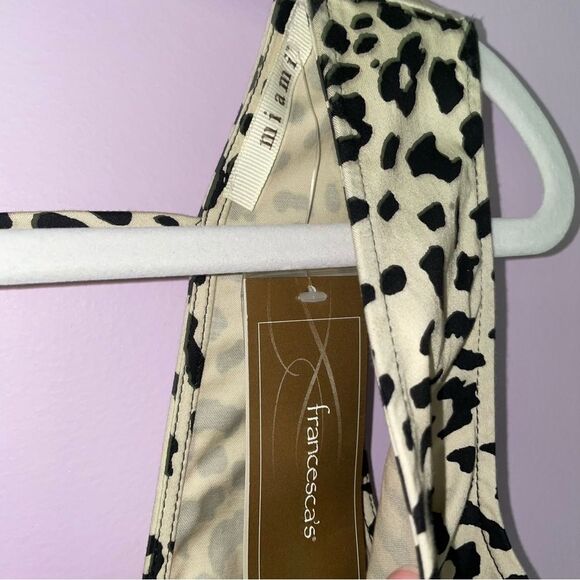 NEW Francesca's Mini Cocktail Dress S Leopard Print Fit & Flare Cut Out V Neck - Picture 4 of 8